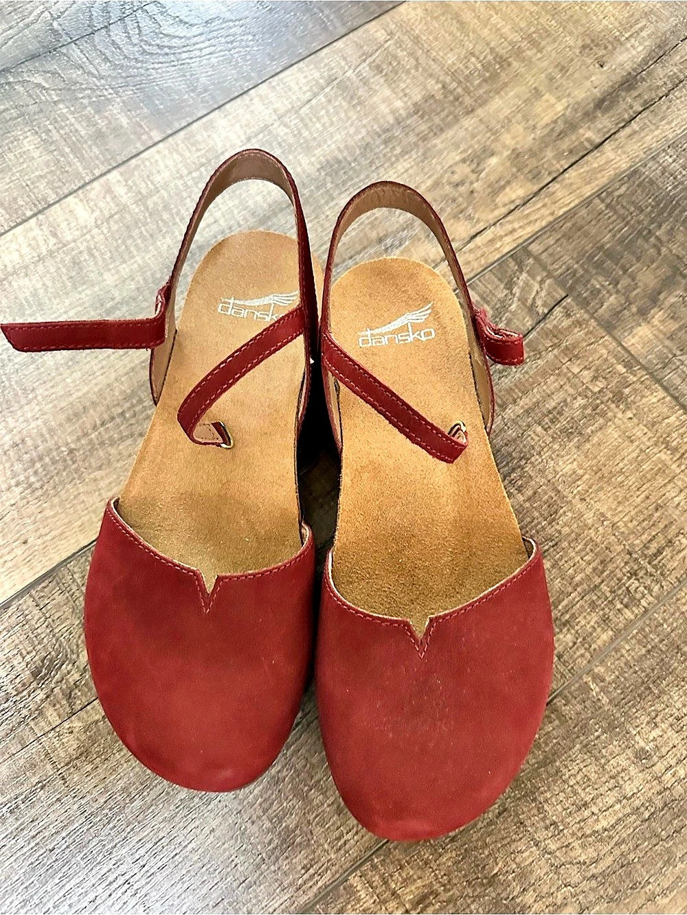 Dansko Susie Red Milled Nubuck Wedge Sandal